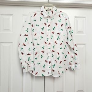 Vintage Maggie Street White Christmas Blouse